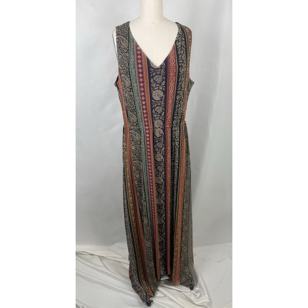 NWT Daniel Rainn XL Maxi Fall Autumn Palette Striped Maxi Dress Professor Teach